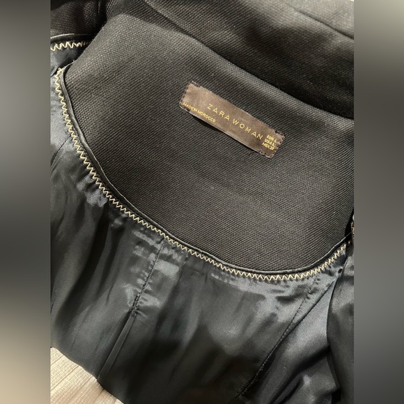 Zara Black Belted Coat Jacket - Picture 6 of 6